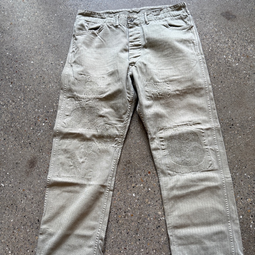 RRL Herringbone Fatigue Trouser, Repaired, Olive Drab, 32x30
